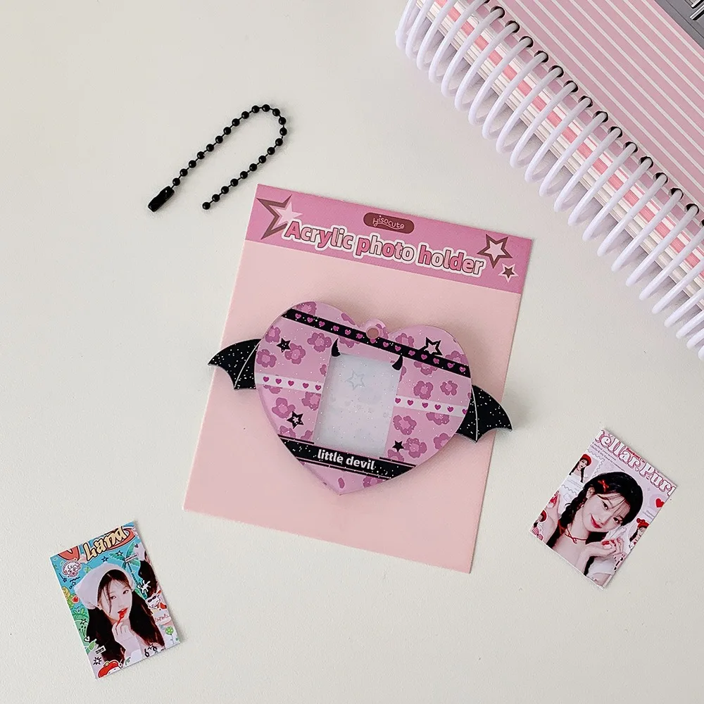 Acrylic Photo Frame Pendant Heart Shape Clear 1-inch Idol Card Holder Hanging Ornament Photo Card Sleeve Card Collection