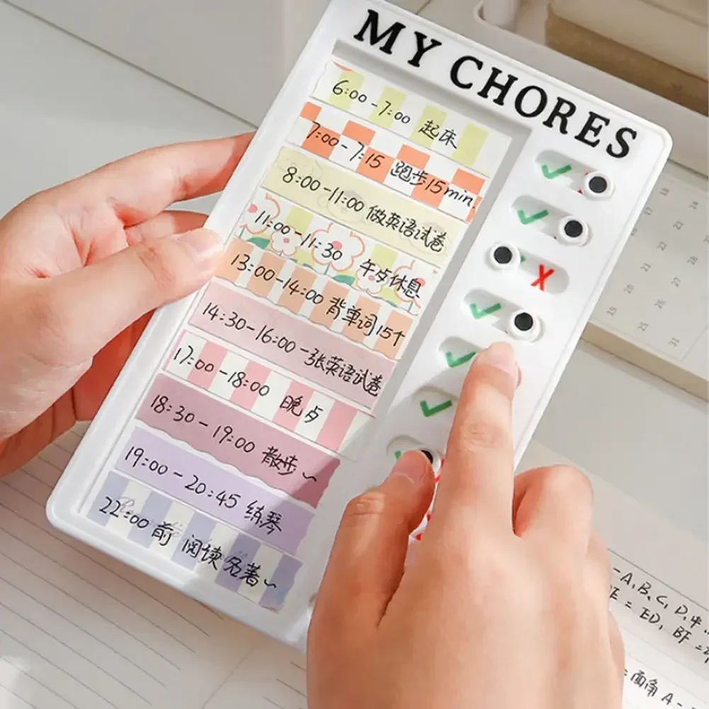 Reusable My Chores Checklist Daily Planner Memo Plastic Board Chore Chart Responsibility Behavior for Kid Self-discipline Card