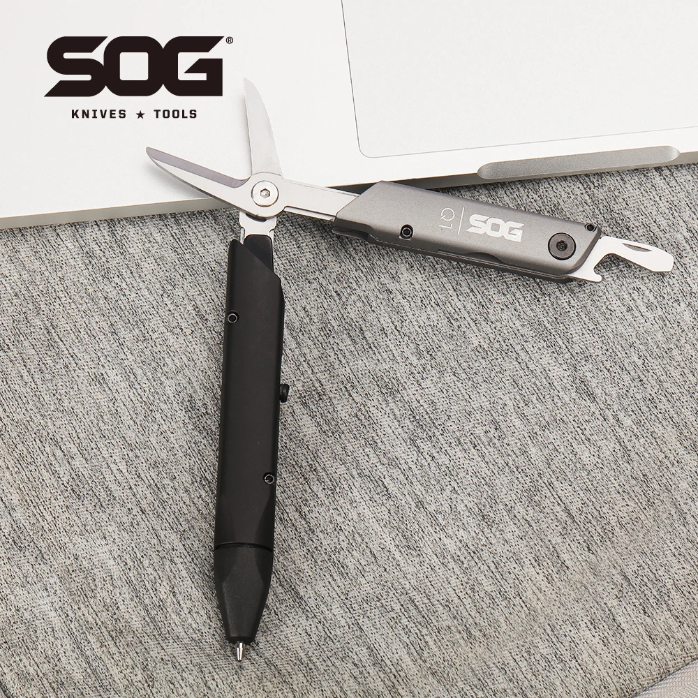 

SOG BATON Q1 Многофункциональная тактическая ручка 4 в 1, складные ножницы, мини-набор ручных инструментов, карманные инструменты EDC для уличного и ежедневного использования