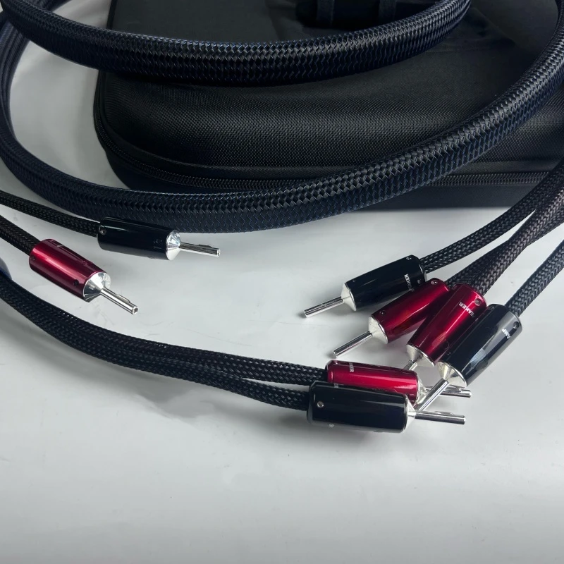 A Pair ThunderBird Speaker Cable Zero Full-Range & Bass Version with Silver Banana or Spade Plug for Amplifier HiFi