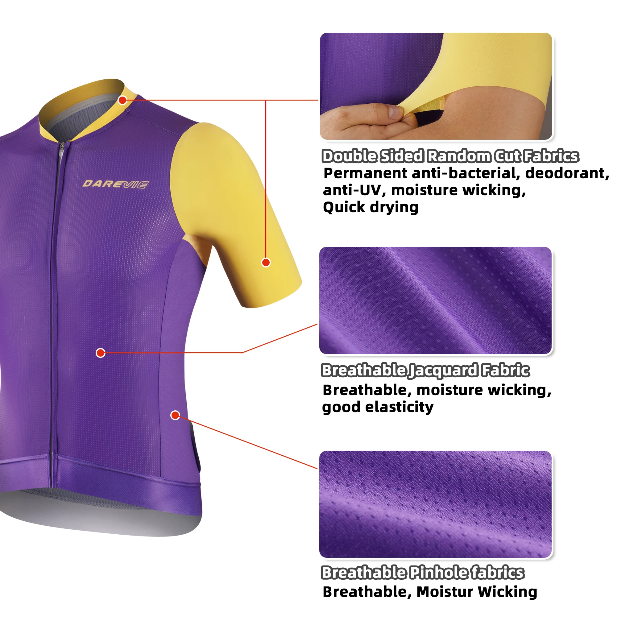 DAREVIE Man Cycling Maillot Quick Dry Anti UV Pro Level Cycling Jersey Man Light Soft Moistur Wicking Cycling Clothes For Men