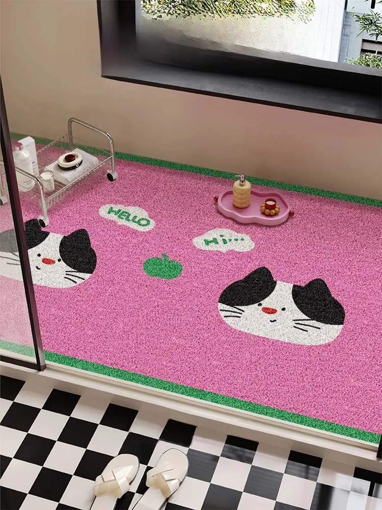 

Cute Cartoon Dopne Sle Batoom Rugs PVC Material Cuttable Drainage Home Use Silk Circle Floor Mats Kitchen Mat