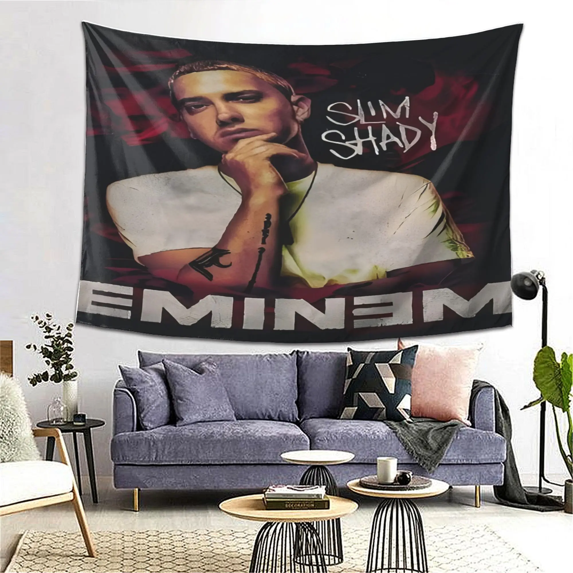 Eminem Rap Legend Wall Hanging Tapestry Perfect for Music Themed Bedroom Living Room Decor and Unique Home Accents