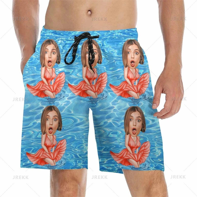 Summer 3D Printed Custom Face Beach Shorts Women Funny Design Swim Trunks Fashion Board Shorts Streetwear Men Short Pant Clothes