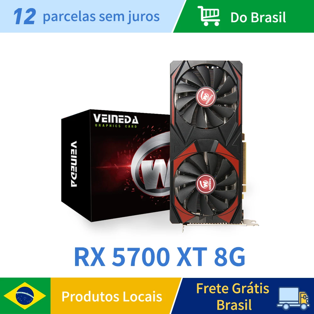 Tarjeta gráfica Veineda RX 5700XT 8GB GPU GDDR6 256Bit 8pin 7nm DP * 3 HDMI * 1 tarjeta de vídeo compatible con CPU de escritorio placa de video