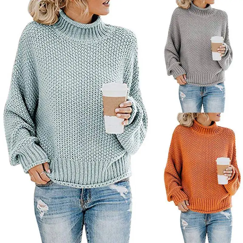 

Women's Winter Sweater 2023 Street Sle High Collar Fused Cotton Blend A-Line Knitwear Regular Fit Single Piece Autumn Winter