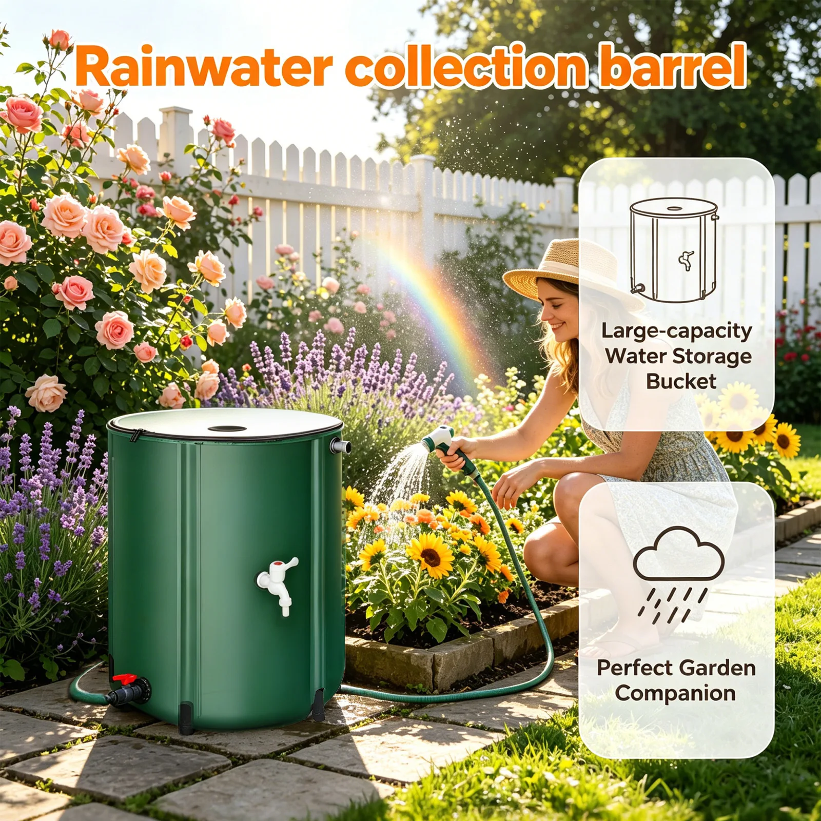 Outdoor Rainwater Collection and Storage Bucket, PVC Foldable Water Storage Bucket, Foldable Garden Rainwater Bucket