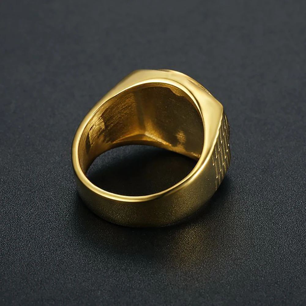 Punk 316L Stainless Steel Crown Ring For Man Women Hip Hop Gold Color Fashion Stone Rings Party Jewelry Creative Gift Wholesale