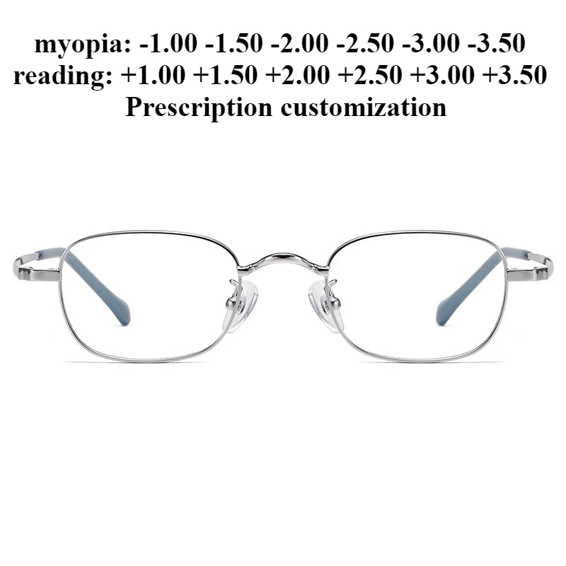 

Сверхлегкие очки для близорукости из чистого титана с широкой оправой 45 мм, полигональные очки для чтения в стиле ретро с защитой от синего света