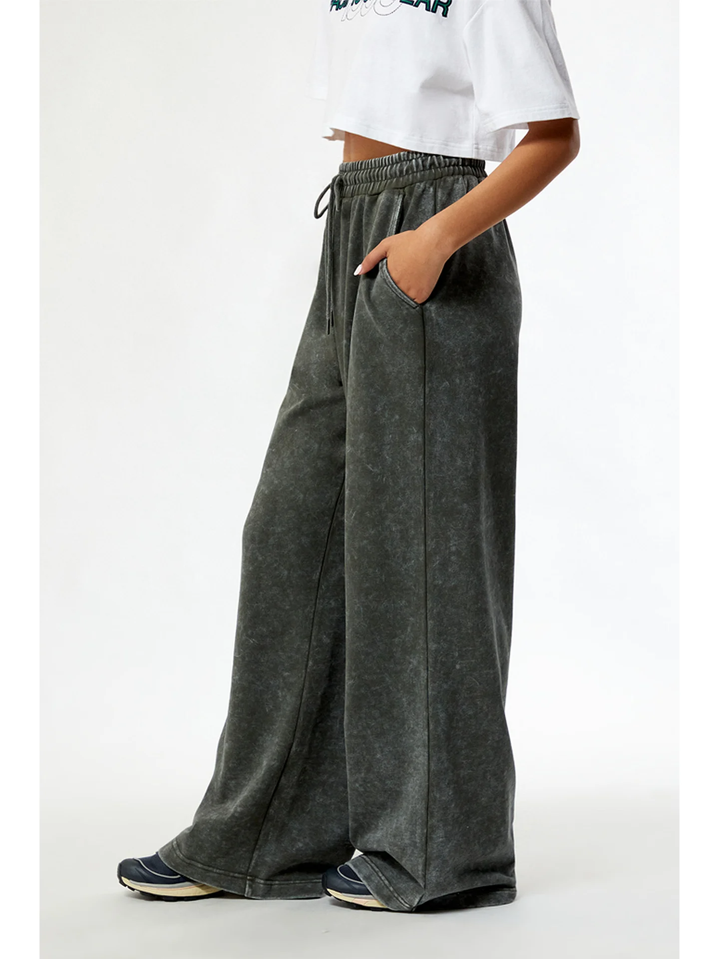 パックサン アシッドワ エクストラ ルーズ ワイドレッグパンツ スポーツ スーパーストレッチ スウェットパンツ ハイウエスト ストレート チューブ ニット コットン