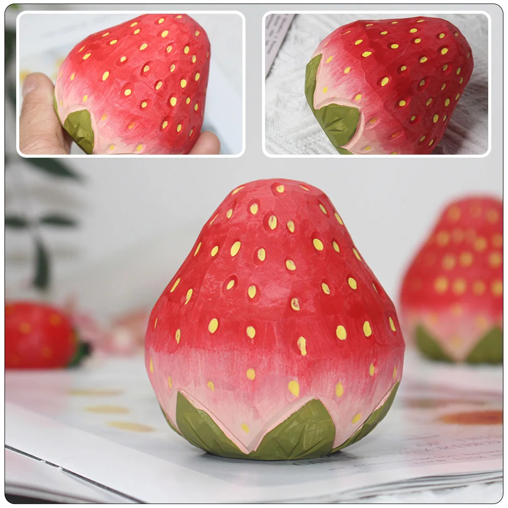 

Simulation Strawberry Wood Craft Lovely Appearance Perfect Gift Family Friends Photo Prop Tabletop Decoration
