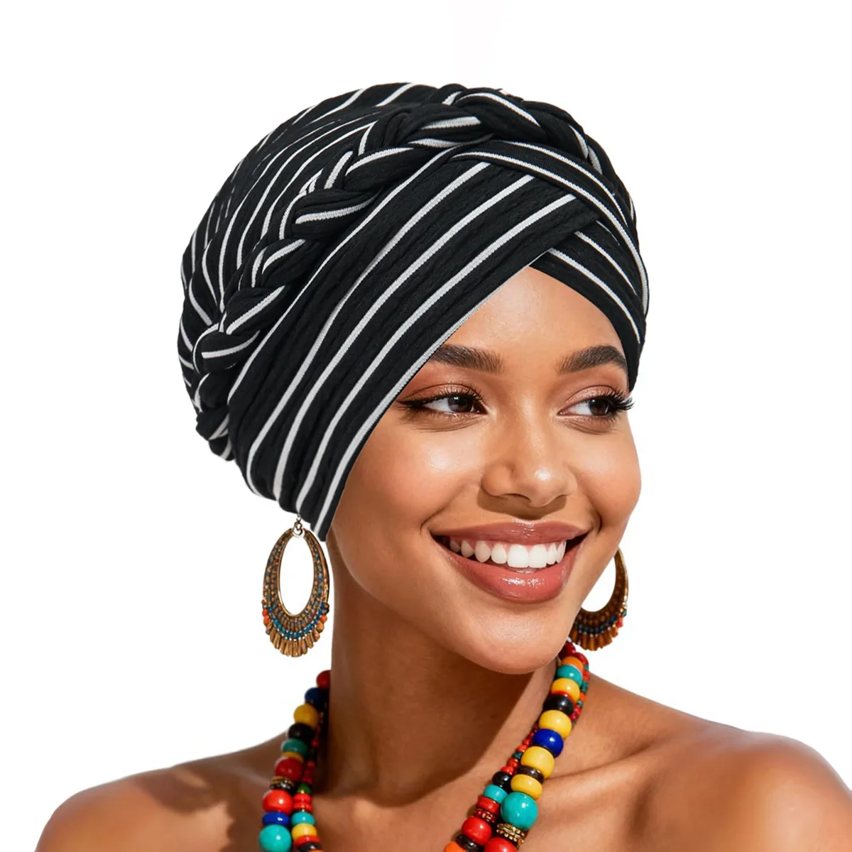 

Набор из 6 штук: Новые эластичные плетеные шапки-тюрбаны в полоску, индийские тюрбаны, женские шапки для химиотерапии, мусульманские хиджабы, головные платки, шапочки-бини, головные уборы для женщин с выпадением волос