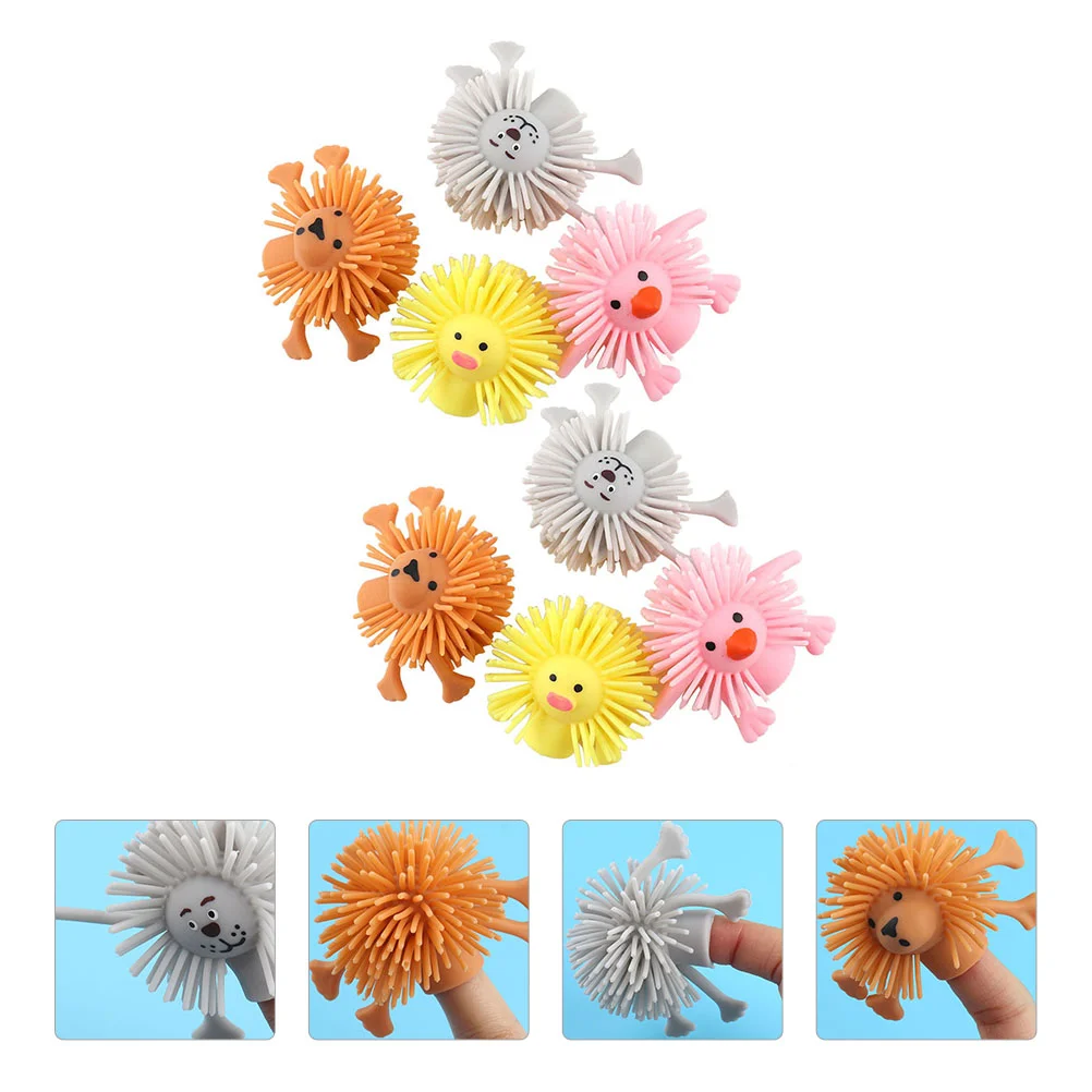 8 PCS Finger Children's Toys Hairy Flashing Air-Filled Animal Sensory Plastic Kids Puffer Balls