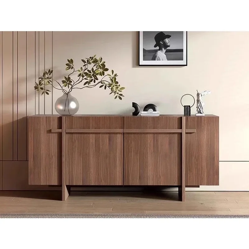 Medieval walnut dining side cabinet living room, wall locker, dining room side cabinet short small apartment