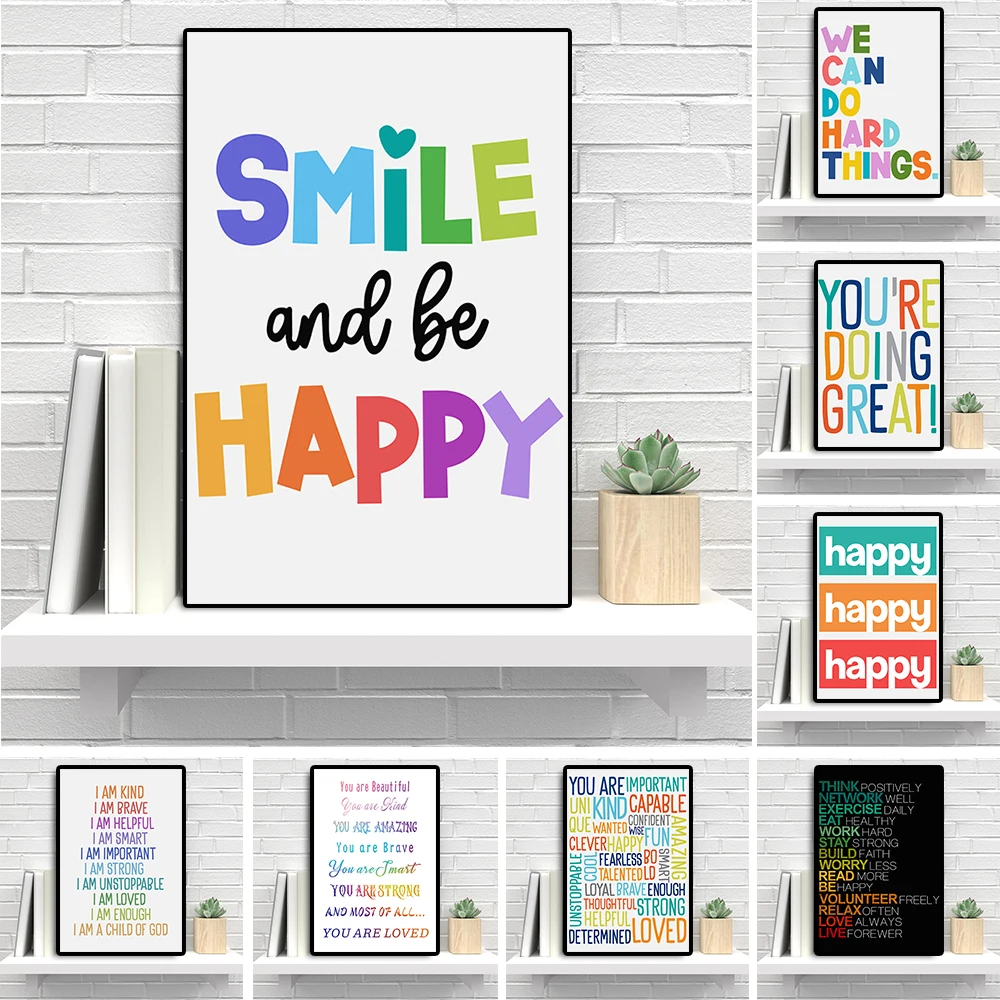 

Colorful Abstract Nursery Inspiration Poster School Education Wall Art Print Inspirational Quotes Canvas Painting Room Decor