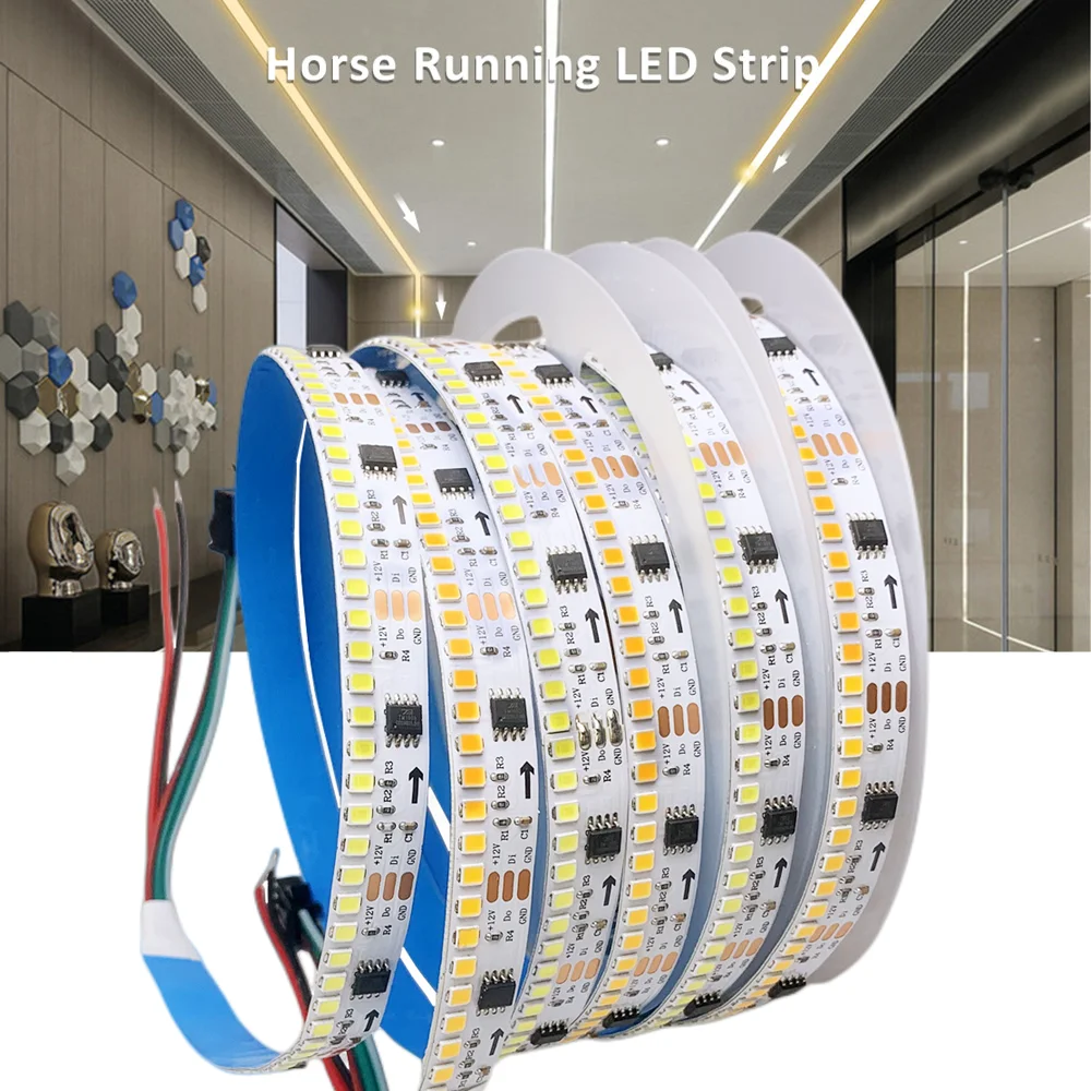 

DC12V Running Water LED Strip Light 2835 SMD 234LEDs/M Horse Race Flowing LED Flexible Chasing Lamp Tape Cool Warm White 5M/lot