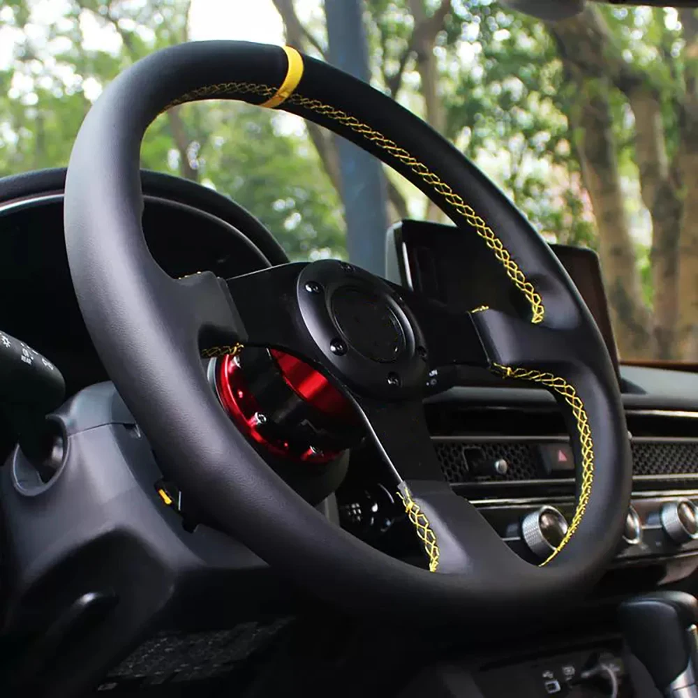 14 นิ้ว Universal การปรับเปลี่ยน JDM พวงมาลัยสําหรับ Honda VW Golf Drift หนังกีฬาพวงมาลัย Volante