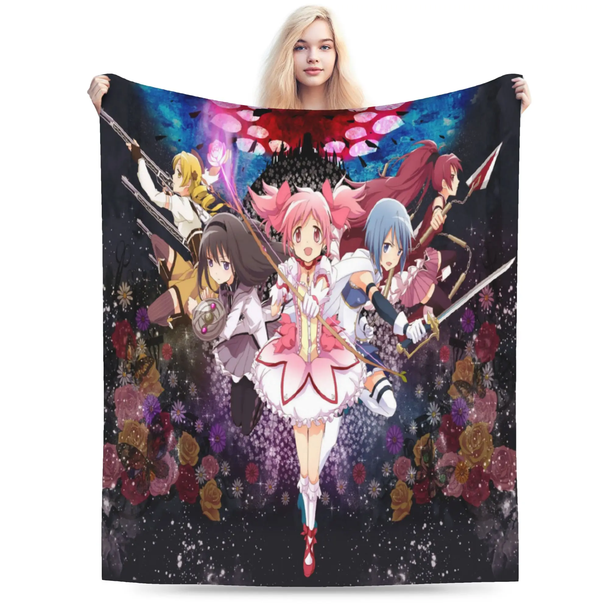Anime Puella Magi Madoka Magica Merch Blanket Ultra-Soft Flannel  Throw Blanket Relax Rug Piece