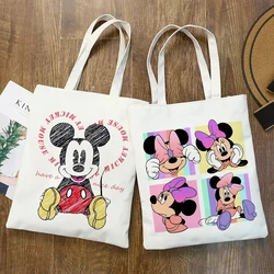 Mickey Mouse torba na ramię Kawaii Disney kreskówka torebka z nadrukiem moda torby płócienne urocza torba Tote torby torba damska torby na zakupy