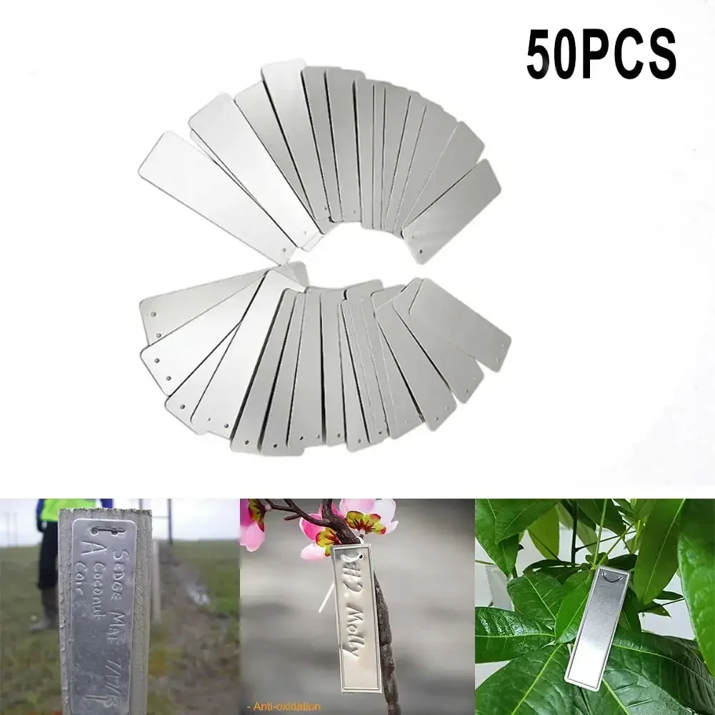50 Pcs Aluminum Plant Labels Double Sided Metal Labels Tree ID Tags Durable Waterproof For Garden Supplies Planting Tools
