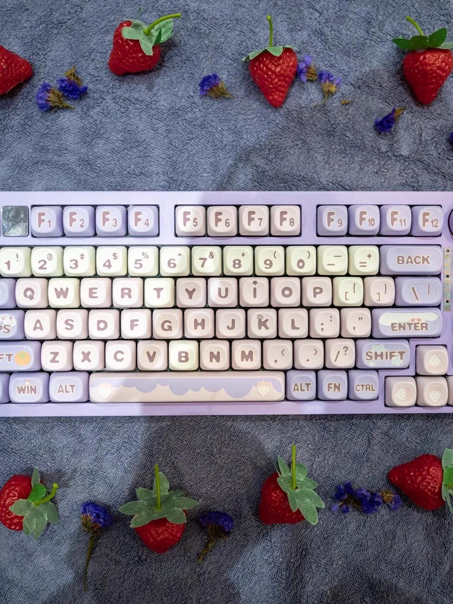 140 Keys Strawberry Taro Paste MOA Height Key Cap Cute gift Sublimation Mechanical Keyboard Keycaps Keyboard Cap