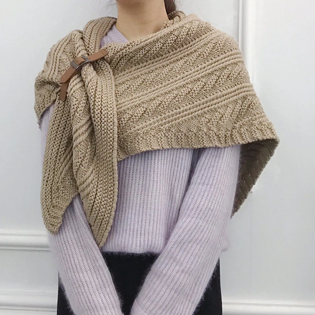 

Зимняя женская шаль, свадебный однотонный шейный плащ, плащ-пончо, коричневый