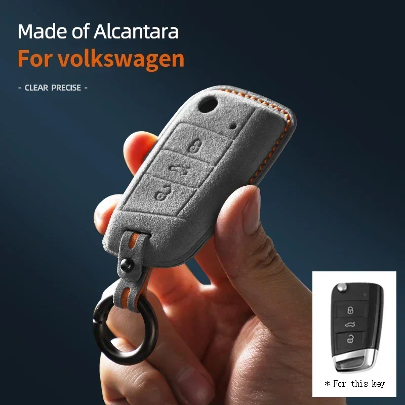 Car Key Case Alcantara Keychain For VW Volkswagen Golf 7 MK7 Tiguan MK2 Passat Sagitar Cover Shell Auto Interior Accessories