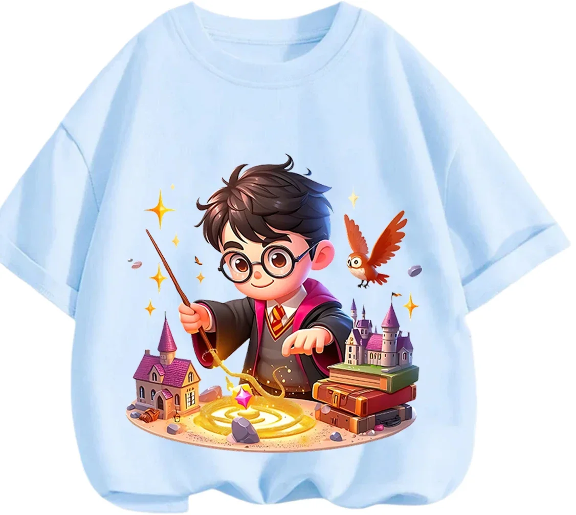 Popular Movie Ip Harry Potter T Shirt Summer Casual Street Style Short Sleeve Clothes For Little Kids view 4