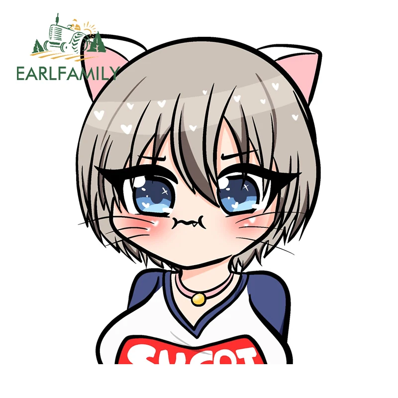 

EARLFAMILY Cat Furry Uzaki Hana Car Bumper Window Stickers Fanart Vibrant Skateboard Decal DIY Scratch-Proof Simple Car Gadget