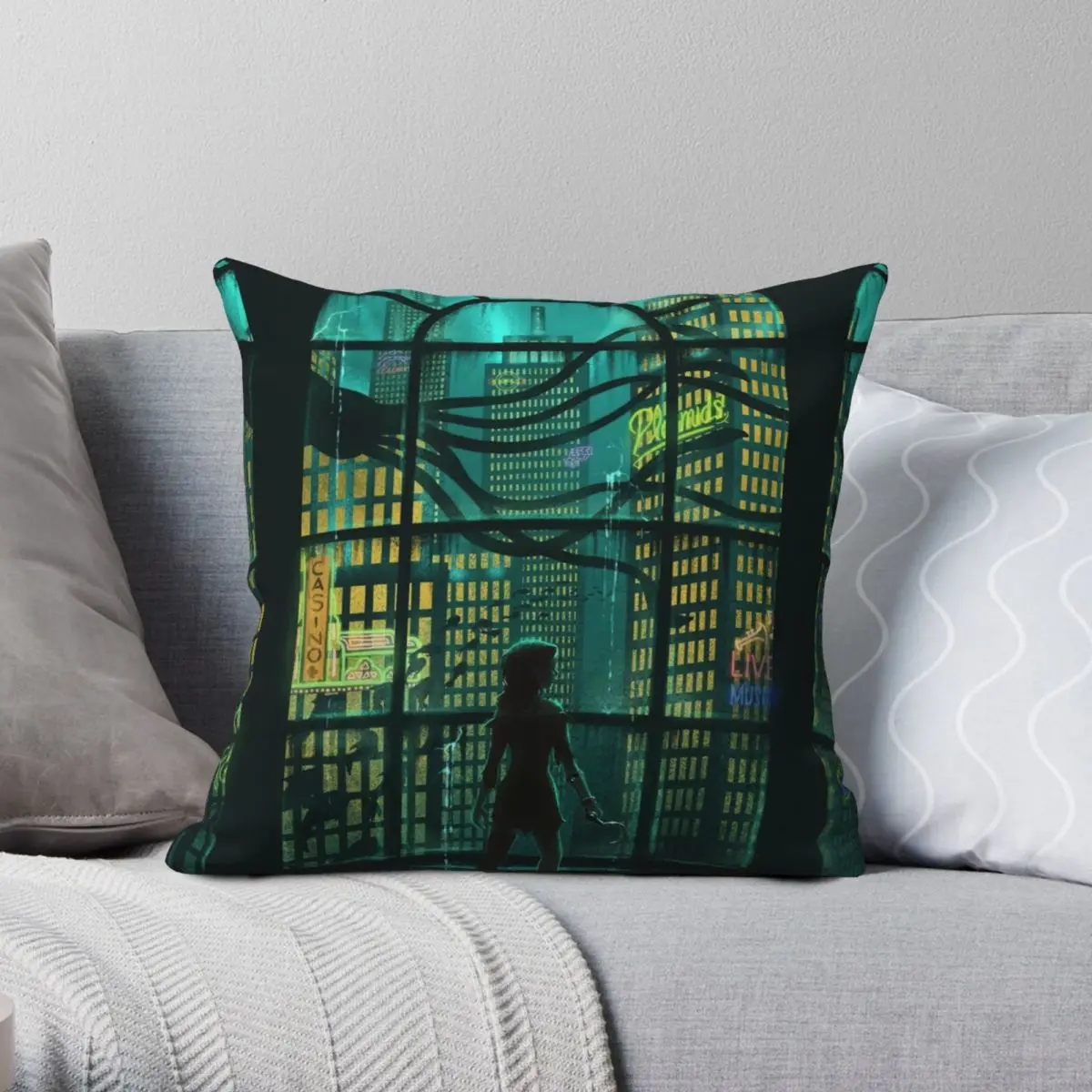 BioShock View Of Rapture Square Pillowcase Polyester Linen Velvet Pattern Zip Decor Pillow Case Car Cushion Cover