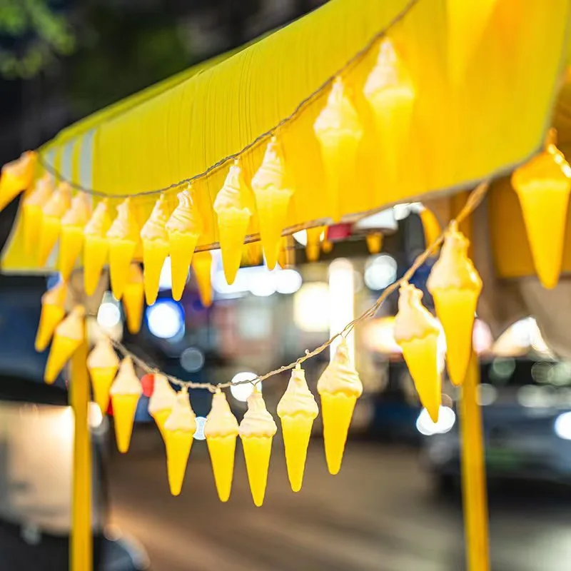 Ice Cream Hanging String Lights For Stall Room DIY Led Ornaments Summer Party Decoration Indoor Decor