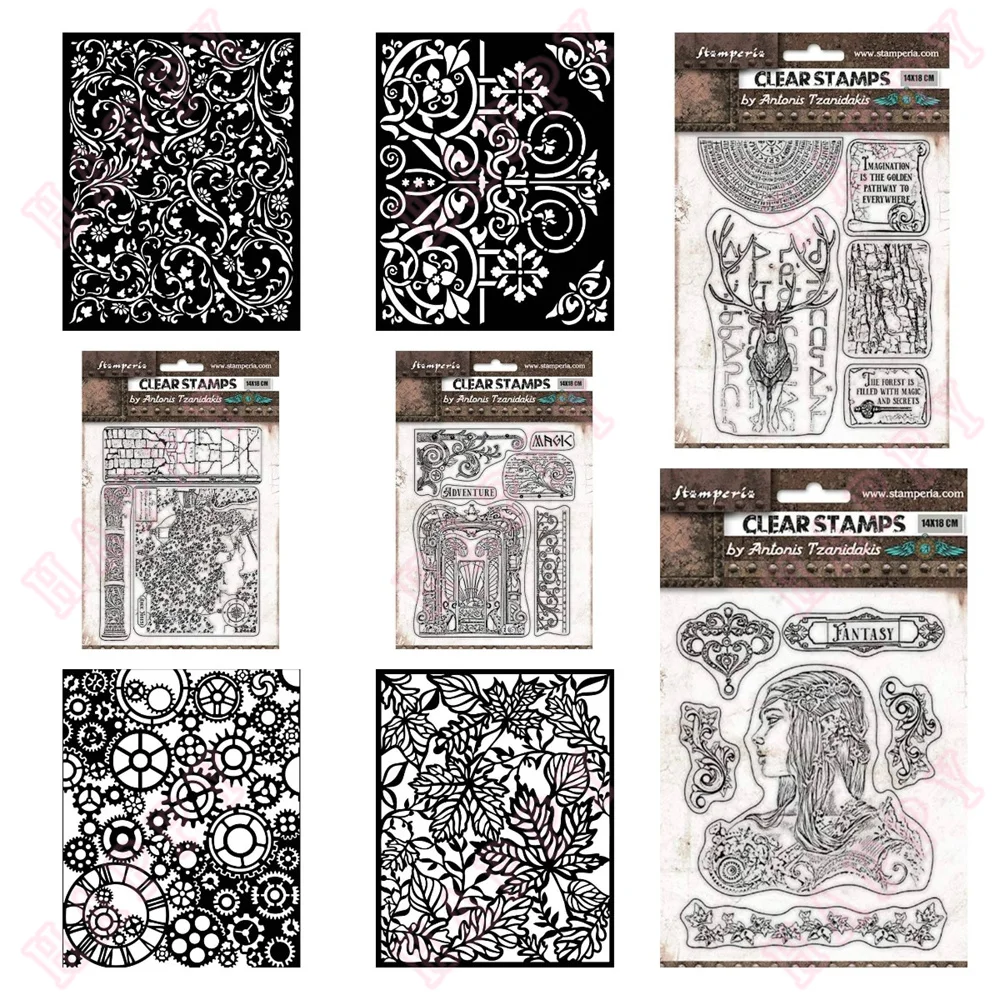 Clear Stamps Stencils Magische Bos Bricks Herten Deur Adventure Bladeren Plakboek Dagboek Decoratie Embossing Template Diy Handgemaakte