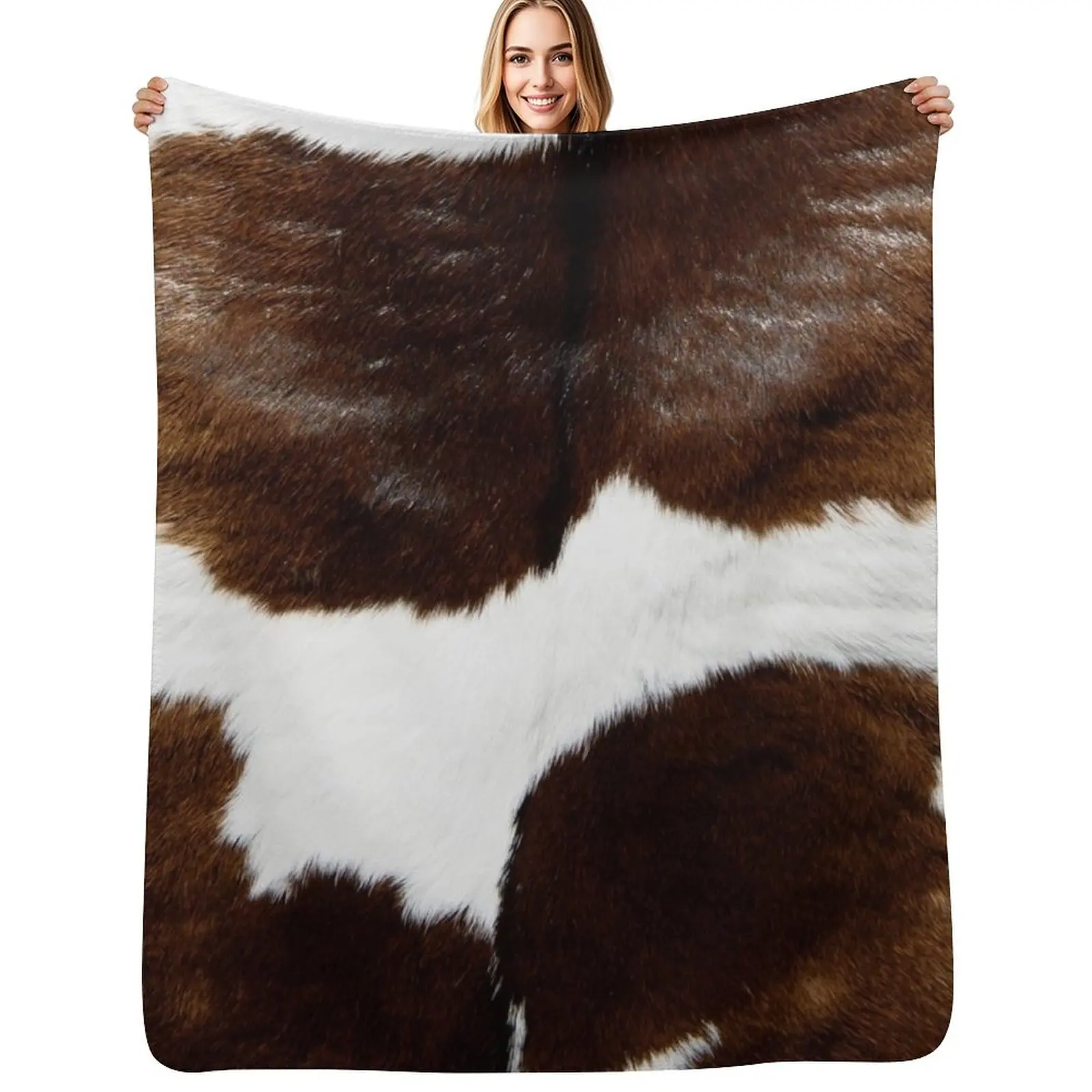 Rustic Ranch Cow Print Throw Blanket Stylish Decor Blanket Gift for Friends Roommate