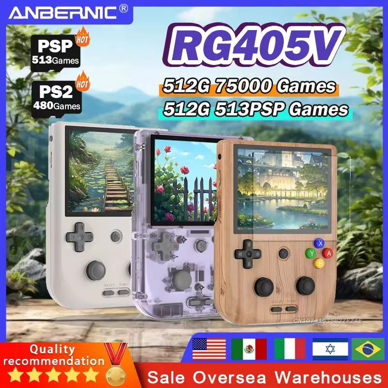 

ANBERNIC RG405V Handheld Game Console 4’’ IPS Touch Screen Android 12 Unisoc Tiger T618 64-bit Game Player 5500mAh PSP/PS2 Game