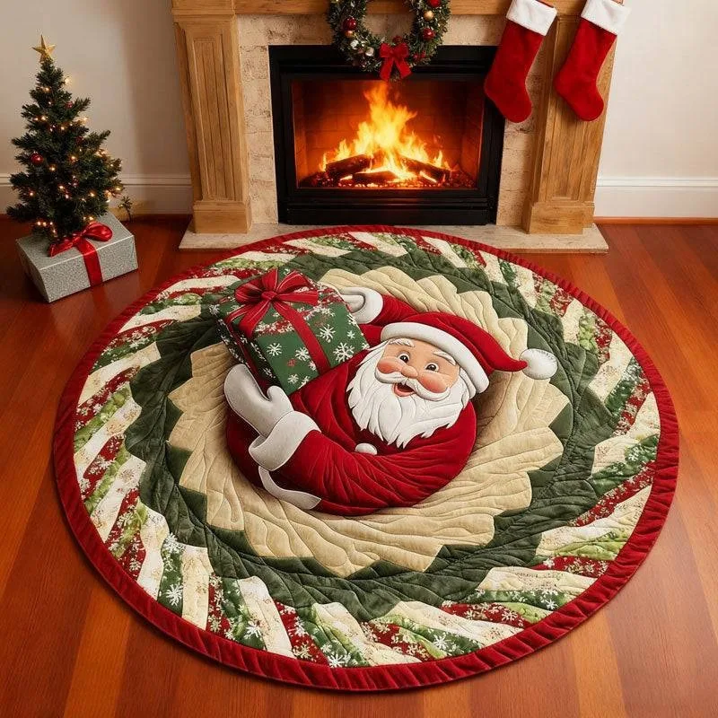 3D Santa Claus Vortex Carpet Christmas Visual Trap Sofa Mat Coffee Table Pad Festival Decor Floor Mat