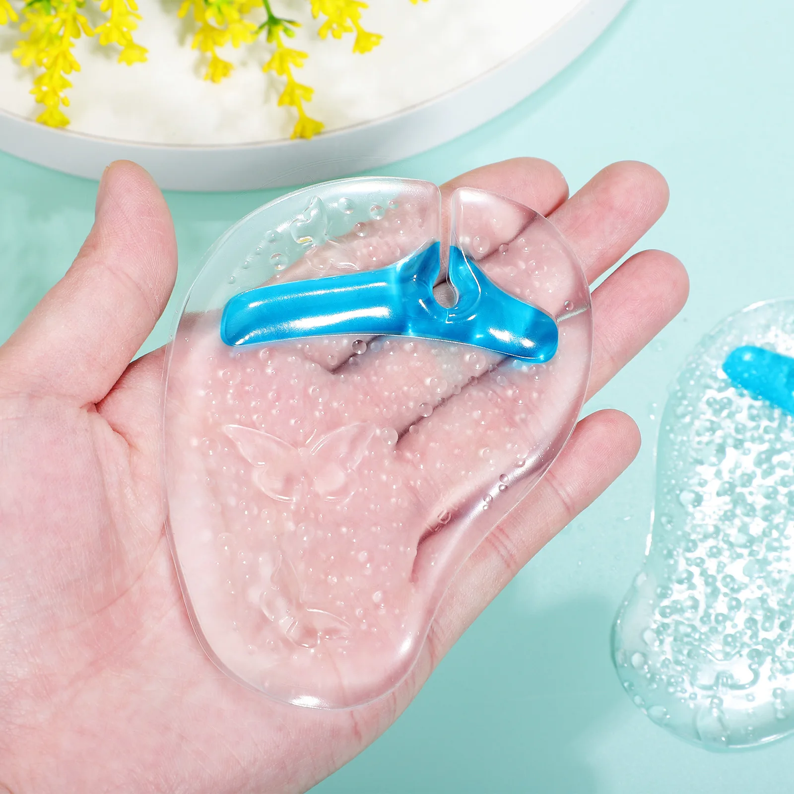 

Gel Transparent Blue Flip-Flops Pads Shockproof Anti-Slip Insoles For High Flip-Flops Forefoot Pads Heels Sandals