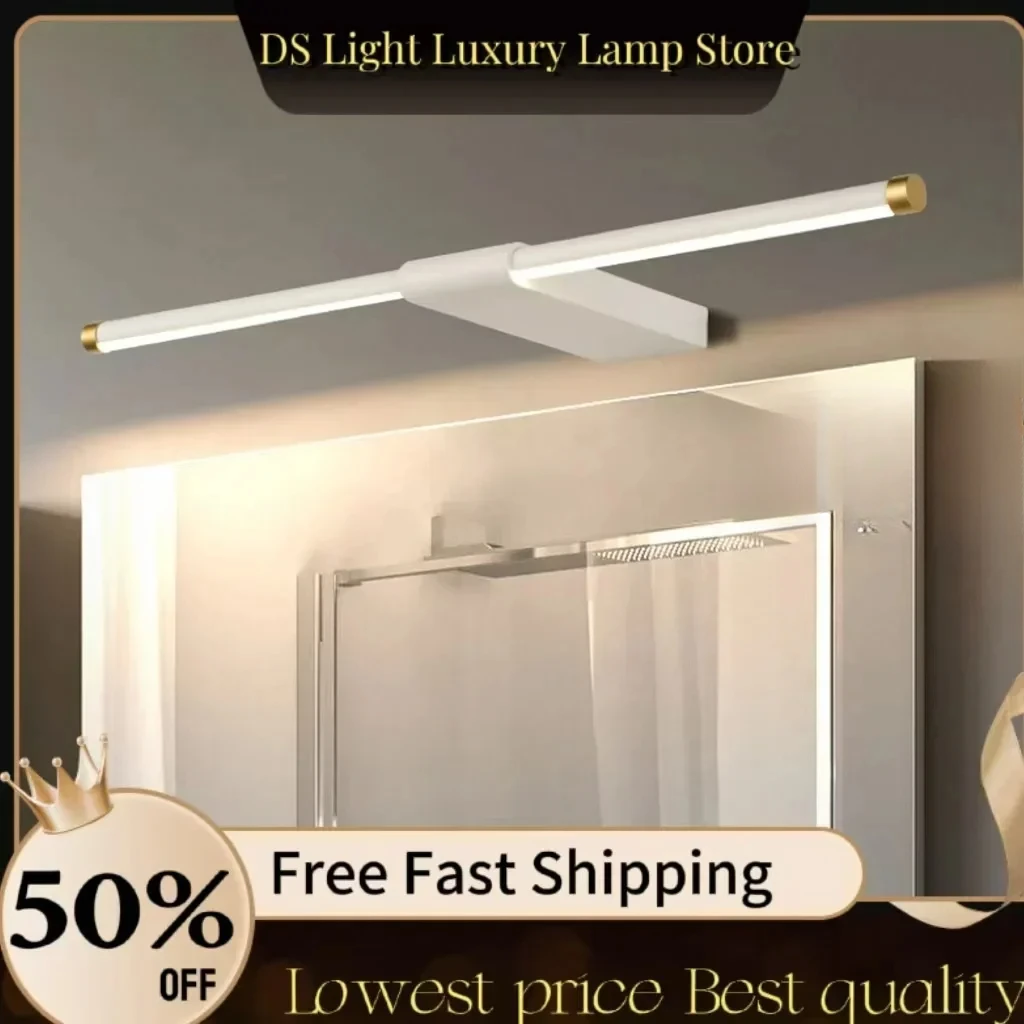 Modern LED Mirror Front Light Bathroom Moisture Resistant Wall Lamp Long Strip Aluminum Mirror Cabinet Light White Black Fixture