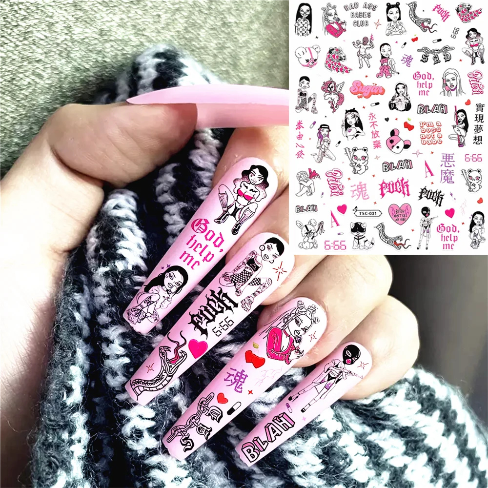 TSC-460 TSC-464 Cartoon Girl DIY 3D Back glue Nail Art Stickers  Nail ornament decoration