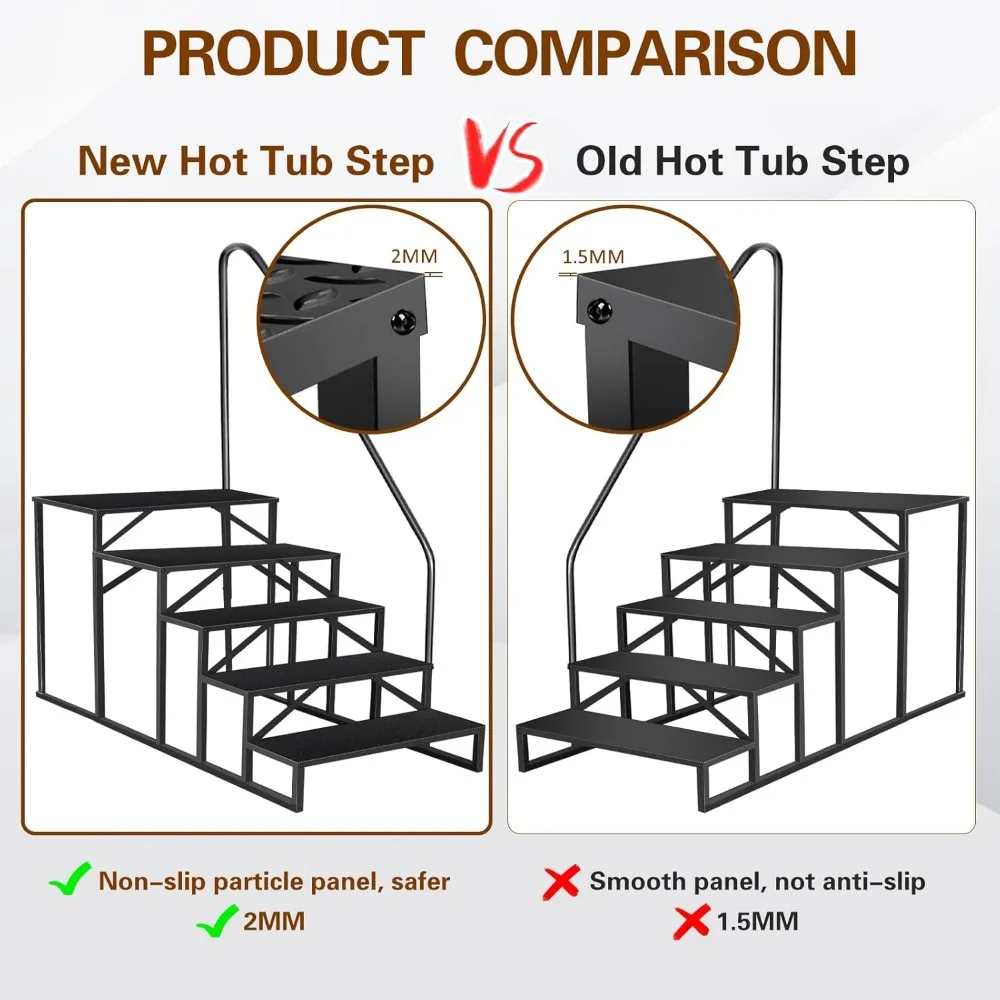 RV Steps with Handrails, 5 Step RV Stairs 660 lbs Load Capacity, Step Ladder with Anti-Slip Panel, Mobile Home Stairs for Travel