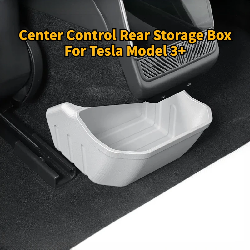 Rear Seat Storage Box Silicone Car Storage Bin Organizer Trash Can for 2024 Tesla New Model 3+ Highland Decoration Accessories