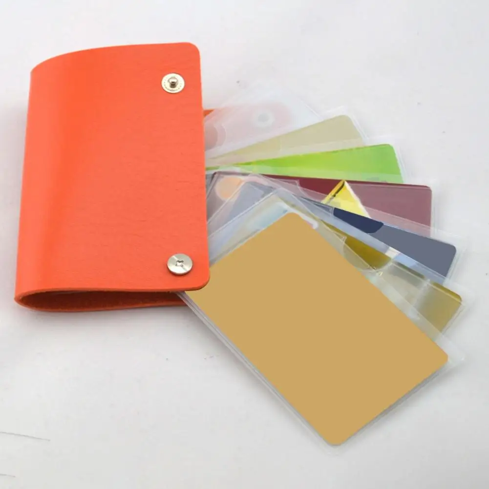 Card Holder Smooth Faux Leather Rotary Pockets Large Capacity Button Closure ID Cards Credit Cards Ticket Organizer