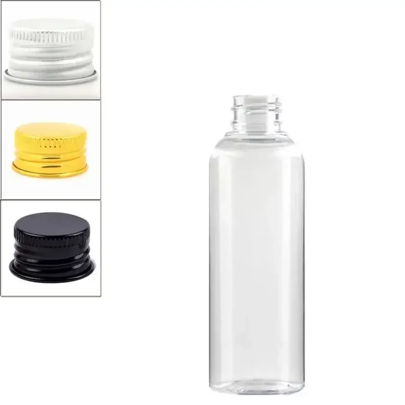 5Pcs 5ml-250ML Empty Mini Plastic Bottles w/ Aluminum Screw Cap Refillable Portable Travel Containers for Liquid Juice Storage