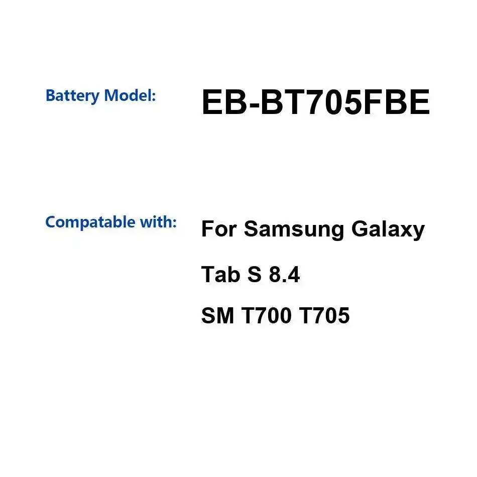 

Для Samsung Galaxy Tab S 8,4 SM T700 T705 4900 мАч надежная сменная батарея для планшета EB-BT705FBE