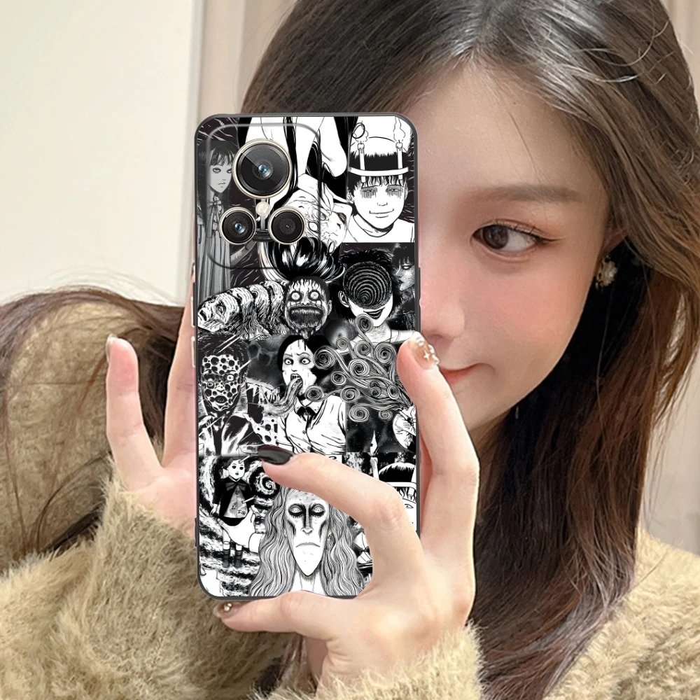 Junji Ito Cool Souichi Mobile Cell Phone Case for Realme GT 2 9i 8i 7i Pro X50 X2 C35 C21 C20 C11 C3 Black Phone Cover Shell