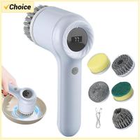 Cordless Cleaning Brush USB Rechargeable 5 in 1 Removable Brush Heads for Bath Shower Kitchen Tile Multi Surface Deep Clean