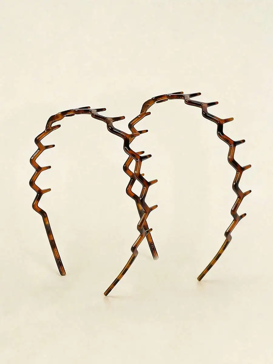 2 Or 4Pcs Black Amber Wave Tooth Non-Slip Headbands For Makeup Facial Cleansing Daily Use Hair Accessories