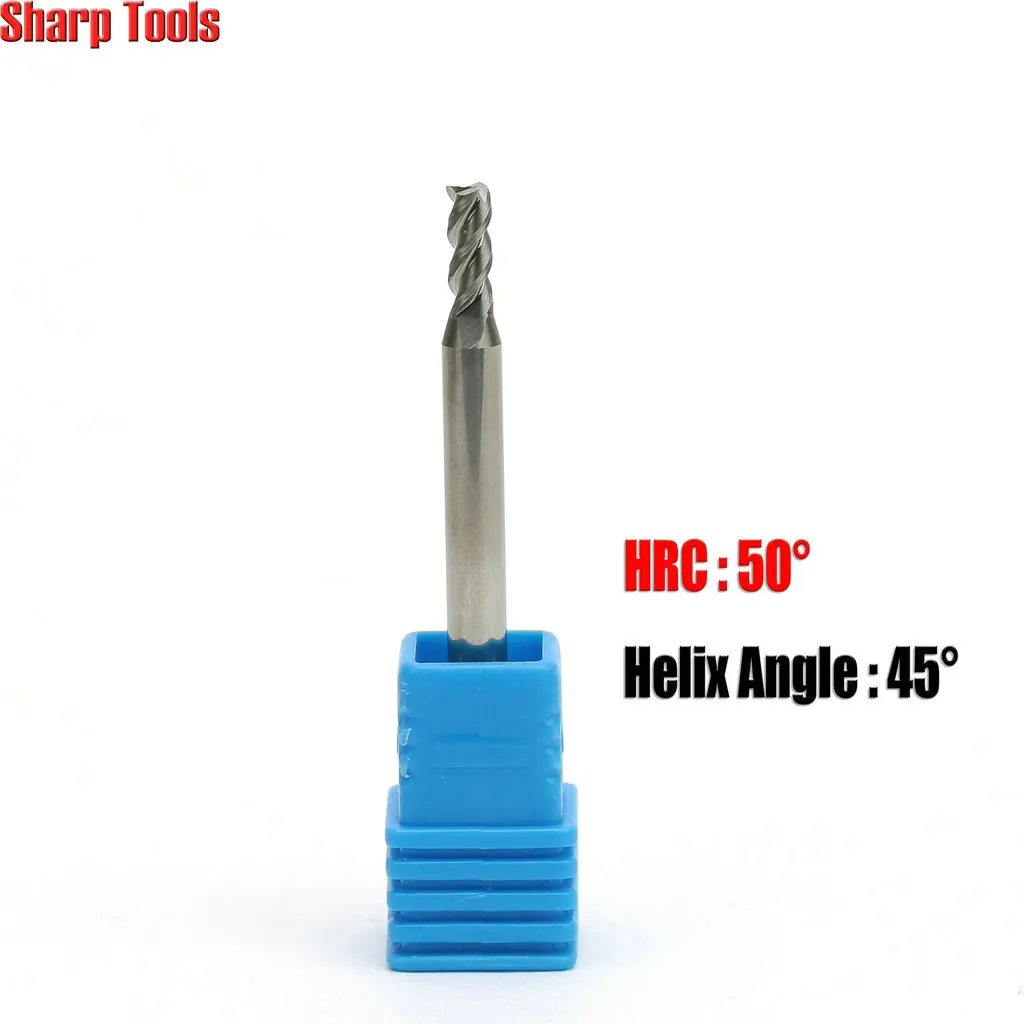 HRC50 4mm 3 Flute Carbide Tungsten Steel Milling Cutter Router Bits for Aluminum Spiral CNC Cutting Tool Aluminium Endmill Set