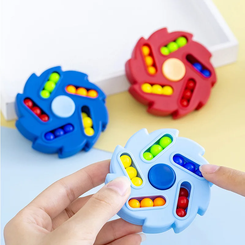 Dupla face cubo mágico quebra-cabeça ponta do dedo girando feijão mágico pinball giroscópio brinquedo presente para meninos e meninas brinquedo de alívio do estresse 1 pçs