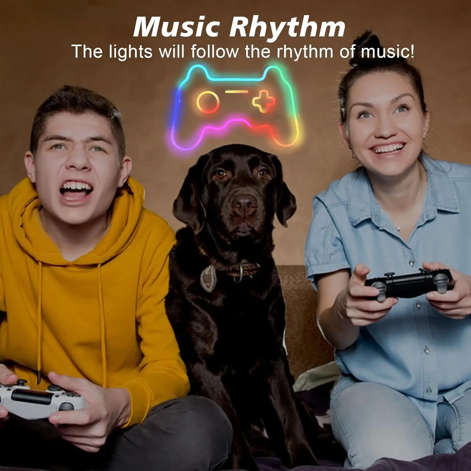 RGB Gamer Controller Neon Sign Colorful Game Light up Sign with Remote Control Decor for Game Room Kids Gifts