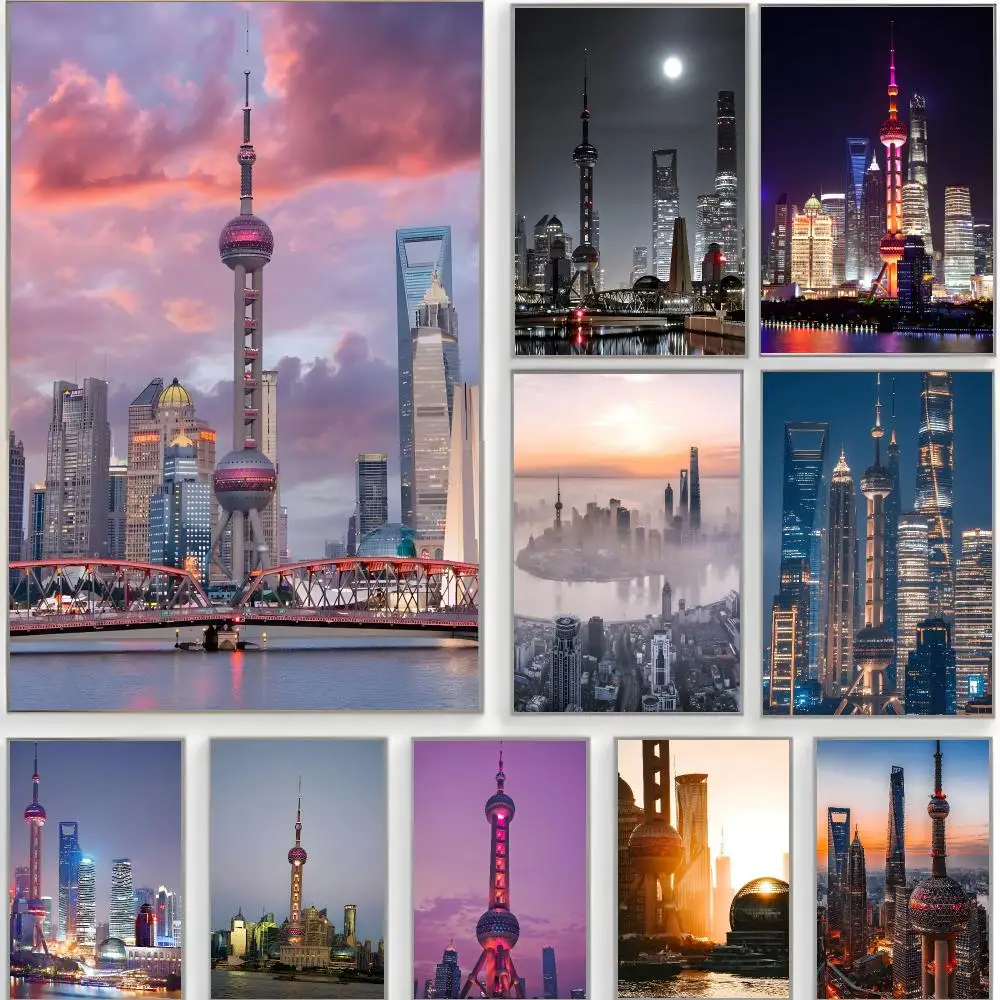 scenic landmark s-shanghai oriental pearl Poster Classic Wall Art  Home Decor  Peel and Stick Unframed